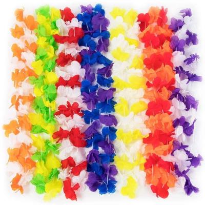 China Polyester Luau Leis Hawaii Tropical Hawaiian Loose Flower Lei Necklace for sale