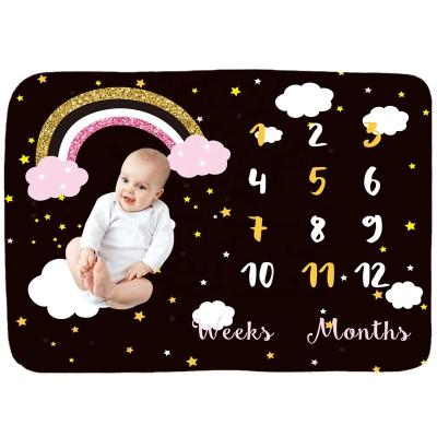 China PORTABLE Ultra Soft Custom Baby Flannel Fleece Newborn Baby Milestone Baby Milestone Blanket Best Monthly Blanket for sale