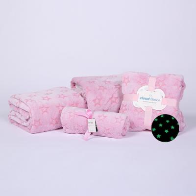 China Anti-pilling Glow in the Stars Pink Throw Blanket New Dark Furry Plush Throw Warm Fleece Blanket for sale