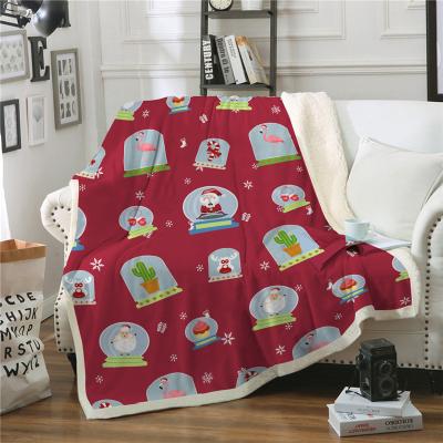 China PORTABLE Hot Sale Christmas Fluffy Foldable Holiday Sherpa Bedspread Sofa Blanket Decoration for sale