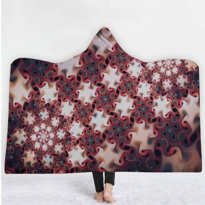 China PORTABLE Custom Design Hooded Hooded Fleece Covering Winter TV Blanket For Adults for sale