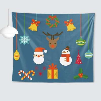 China Simple Fast Delivery Christmas Pattern Knitted 100% Polyester Home Decor Tapestry Printing Square Shape for sale