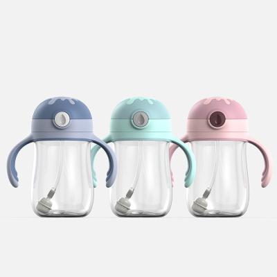 China BPA Free 240ML Edible Grade Tritan Baby Forming Sippy Cup Children Kids Straw Bottle Handle Drinking Water Bottle for sale