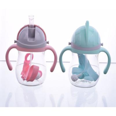 China BPA Free Baby 240ml Baby Bottle Straw Cup Drinking Bottle Sippy Cups With Handles for sale