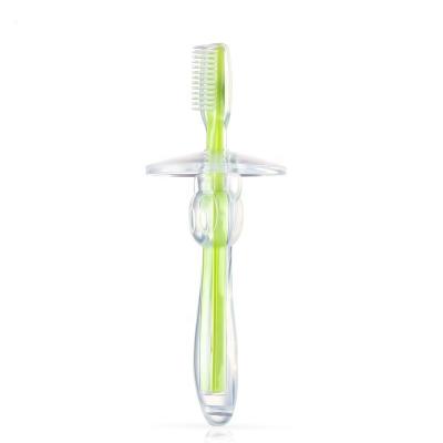 China BPA Free Baby Teether Training Teeth Soft Safe Bendable Toothbrush Remove Food Debris Silicone Toothbrush for sale