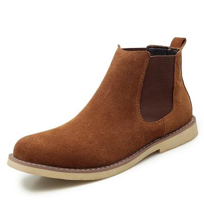 China Men's Chelsea Boot Men Suede Leather High Top Custom Work Waterproof Wholesale Mens Hombre Black Genuine Leather Ankle Boots for sale