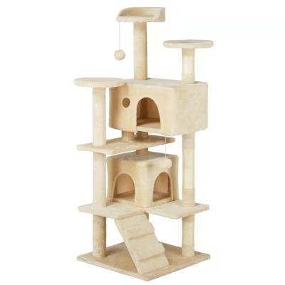 China Custom Made High Quality Pretty Viable Cat Treehouse With Bamboo Cactus Cat Shelf for sale