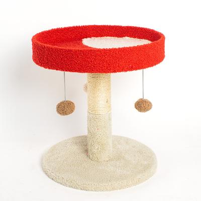 China Viable Pet Toys Rice Coral Fleece Climbing Purple Modern White Cat Scratcher Tree for sale