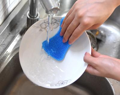 China High Quality Viable Popular Kitchen Tableware Food Grade Silicone Dish Washing Sponge Cleaning Brush for sale