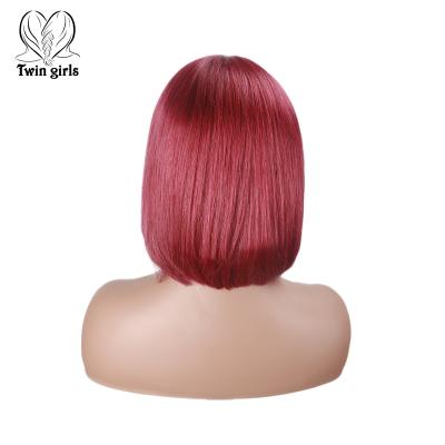 China Silky Straight Wave Top Selling Straight Hair Wigs With Tapes Cuticle Aligned Bob Wig Wholesale Virgin Human Hair Red Color for sale