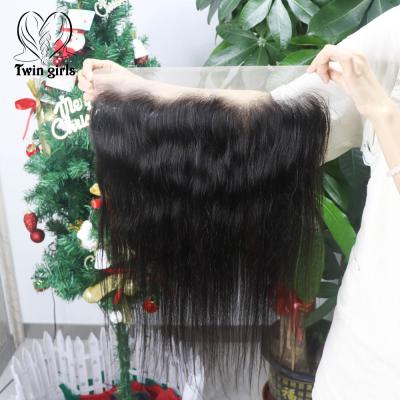 China Wholesale Twin Girls Silky Straight Wave 13x6 Lace Up Single Frontal 100% Straight Remy Hair Headband Straight Pre Pluck Brazilian Weave Hair for sale