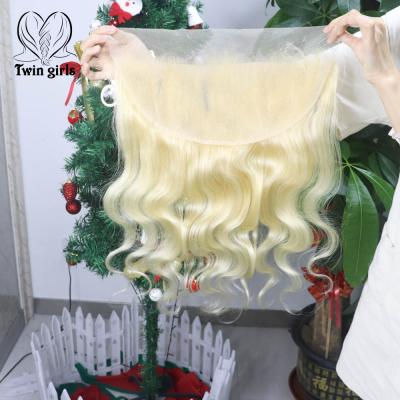 China Twin Body Wave Girls Wholesale 180% Body Wave Blonde 180% Density #613 Color 13*6 Lace Headband Swiss Preplucked Brazilian Hair 100% for sale