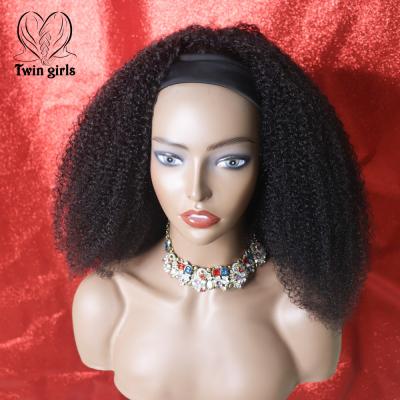 China Pelo Humano Natural Black Curly Curly Unprocessed Virgin Hair Customized Headband Wig Supplier Curl TwinGirls Headband Wig Wig for sale