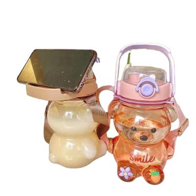 China Viable Bear Water Cup Large Capacity Net Red Cute High Appearance Girls Cup Portable Children's Straw Cup for sale