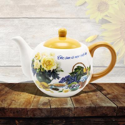 China Viable Ceramic Teapot 950ml Tableware Dolomite Teapot Ceramic Flower Design for sale