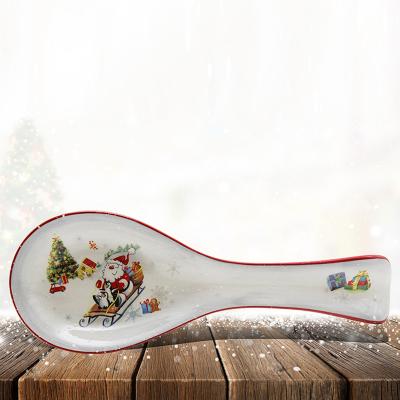 China Viable Christmas Spoon Rest Festival Decor Dolomite Ceramic Spoon Rest for sale