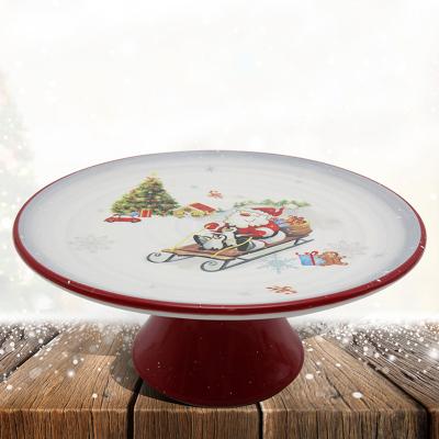 China Viable Wholesale Ceramic Design Christmas Dishes Ceramic Tableware Dish With Base for sale