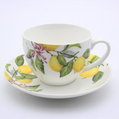 China 2022 Modern European Lemon Home Design Wedding Party Restaurant Hotel Tea Cups And Saucers Set Wholesale for sale