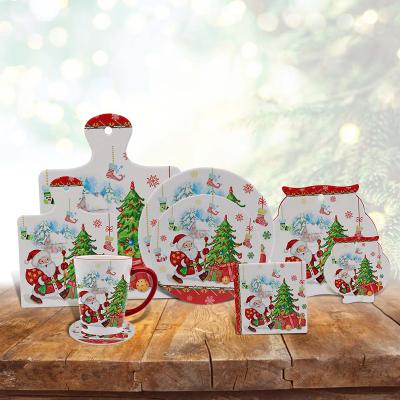 China Sustainable Hot Selling Style European Ceramic Christmas Festival Absorbent Ceramic Coasters For Drinks for sale