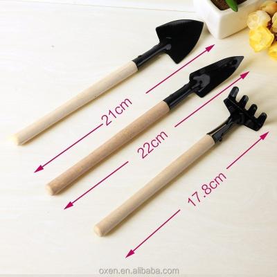 China Mini Long Anti-Slip Handle Rake Shovel Hoe Garden Indoor Wooden Tool Kit for sale