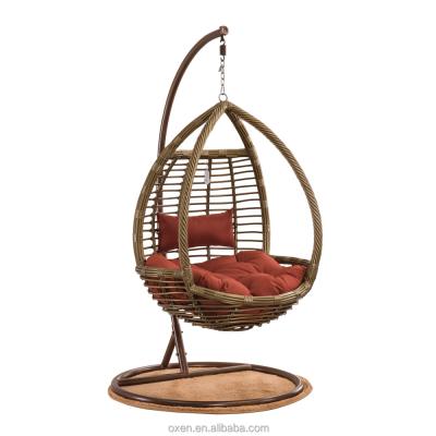 China AH01 OX Eco-friendly Balcony Garden Patio Egg Shaped Swing Rattan Hanging Chair for sale