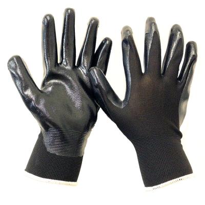 China Hands Protection For Working New Design Black Nitrile Work Gloves Polyester Yarn Nitrile Coated Gloves Manufacturer for sale