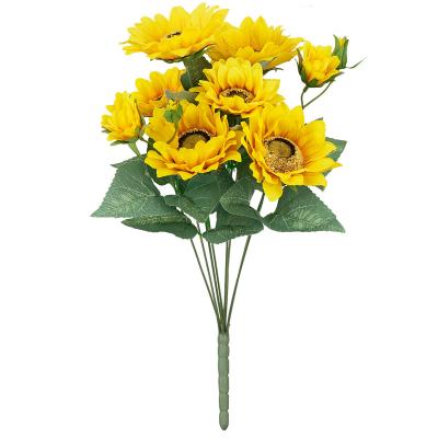 China Plants Fake Flowers Sunflower Silk Flower Arrangements Sun Silk Artificial Flowers Wedding Bouquets Decorations For Supermarket for sale