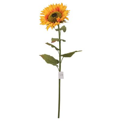 China Big One Head Autumn Long Stem Silk Variety Designs 11 Inch Tall Artificial Decorative Sunflower for sale