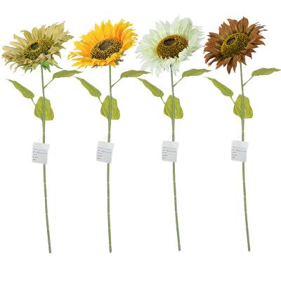 China Fake Head Silk Single Artificial Sunflower Yellow Sunflower Sunflowers For Wedding Decor Home Outdoor Indoor Decoration for sale