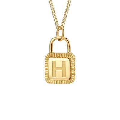 China Retro 2022 Fashionable Shape Brass Letter Lock Vintage 18k Gold Plating Pendant Necklaces for Women and Girls for sale