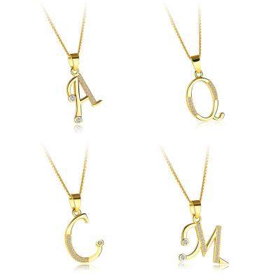 China Fashion Iced Out Zircon Crystal Alphabet Letter Choker Necklaces Gold Chain 26 Initial Necklace For Women Men for sale