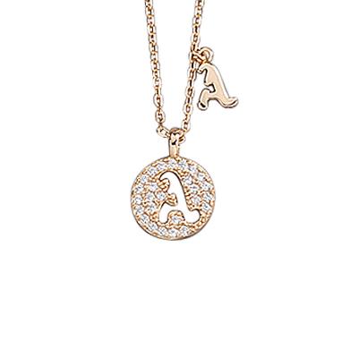 China 2022 TRENDY Trendy Micro-inlaid Zircon Champagne Color 14K Gold Plated Brass Letter Cartoon Chains Necklaces For Women And Girls for sale