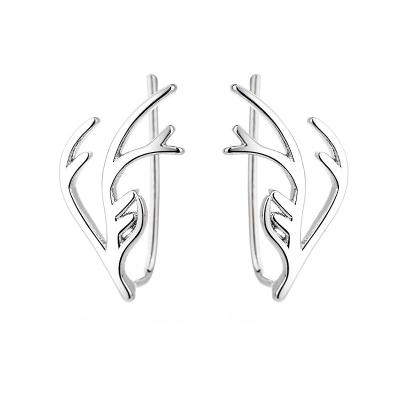 China Fashionable 2022 Christmas Elks Trendy Antlers Abstract Simple Products Rhodium Plating Brass Stud Earrings For Women And Girls for sale