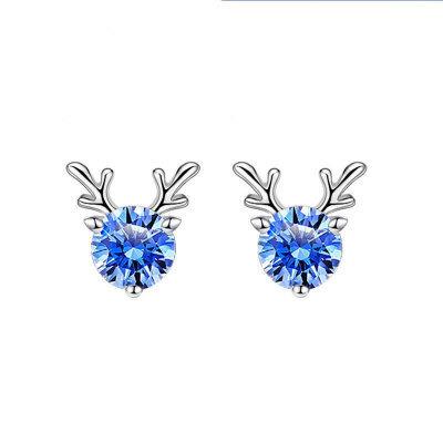 China 2022 Trendy CZ Diamond Rhodium Plating Products Fashionable Christmas Brass Inlaid Elks Stud Earrings For Women And Girls for sale