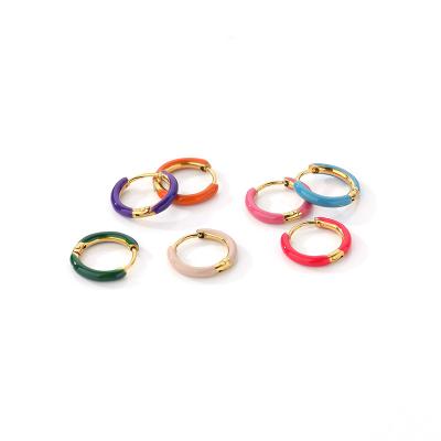 China TRENDY Fashion Jewelry Trendy Gold Plated Statement Earrings Colorful Circles Enamel 316l Stainless Steel for sale