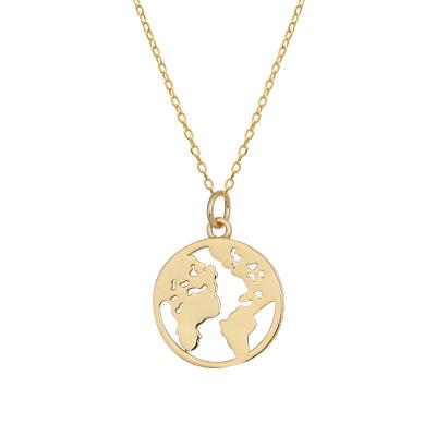 China TRENDY Simple Gold World Map Plated Copper Necklace Engraved African Map Pendant Cheap Jewelry Non Tarnish Necklace For Women for sale