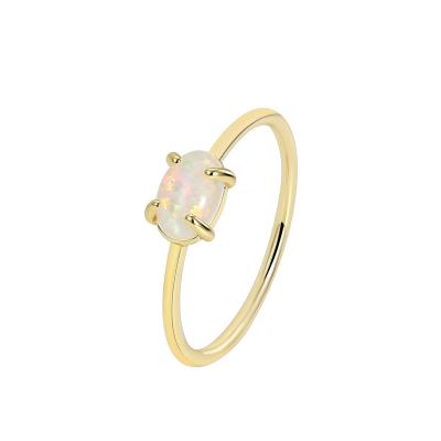 China Trendy Fashion Gold Wedding Ring Copper Ring Stone Natural Gemstone 18K Gold Plated Opal Rings for sale