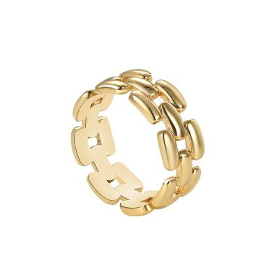 China Trendy punk fashion Ring Ins Plain Copper Plated 18k gold unisex ring chain for sale