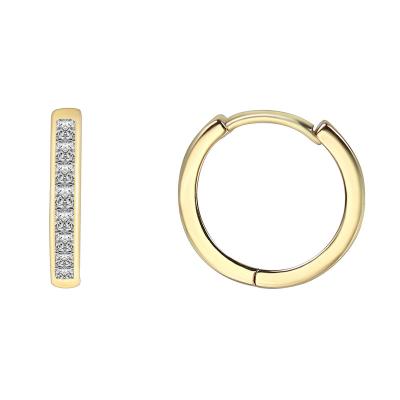 China 2022 TRENDY Simple Design 18k Gold Plating Exquisite Brass Micro Inlaid White Zircon Round Huggie Hoop Earrings For Women And Girls for sale