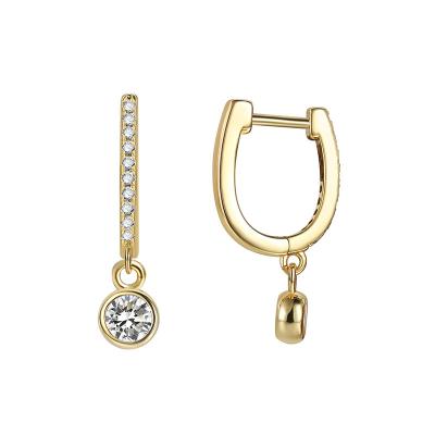 China TRENDY Simple Design Micro-Inlaid Zircon 18k White Gold Plating Brass U Shape Drop Huggie Earrings For Women And Girls for sale