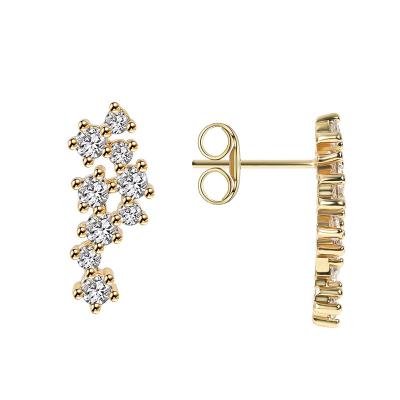 China 2022 FASHIONABLE Design 14k Gold Plating White Zircon Brass Micro Inlaid Irregular Order Shape Stud Earrings for Women and Girls for sale