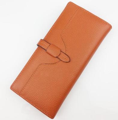 China Orange Leather 19.5cm Personalized Zipper Wallet for sale