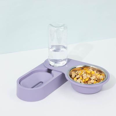 China Food Rotating Double Bowl Teddy Dog Small And Medium Sized Dog Automatic Drinker Cat Bowl for sale