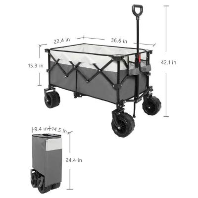 China Easy Folding Customized Cheap Workshop Fold Camp Hand Carts Trolleys High Duty Utility Garden Wagon Cart Foldable Trolley Cart for sale