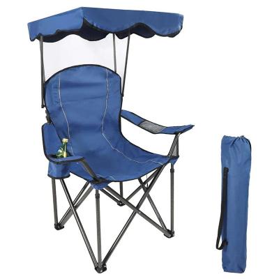 China Foldable moon arm traveling outdoor Camping Chair with shade canopy foldable lightweight picnic folding custom camping beach chair for sale