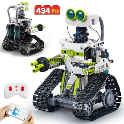 Китай 434Pcs City STEM Remote Control Robots Building Blocks LED Light APP Programming RC Robot Car Bricks Toys for Kids продается