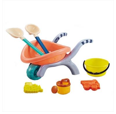 China Hot sale kids summer outdoor toys set kid wheelbarrow plastic shovels beach sand bucket toy for sale