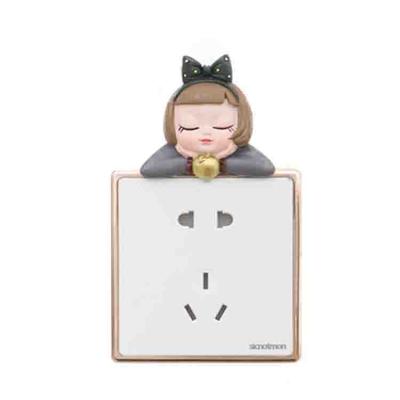 China Creative Europe Girl Living Room Resin Wall Stickers Switch Stickers Frameless Cartoon Wall Stickers Wall Decoration for sale