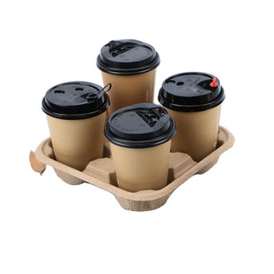 China Customized Biodegradable 4 Cup Disposable Carrier Pulp Coffee Holder Wholesale China for sale