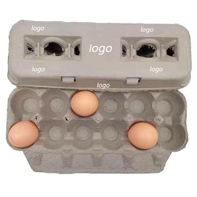 China Eco - Friendly Food Pulp Egg Cartons 12 Cell Recyclable Paper Egg Boxes 12 Hole Biodegradable Paper Egg Tray for sale